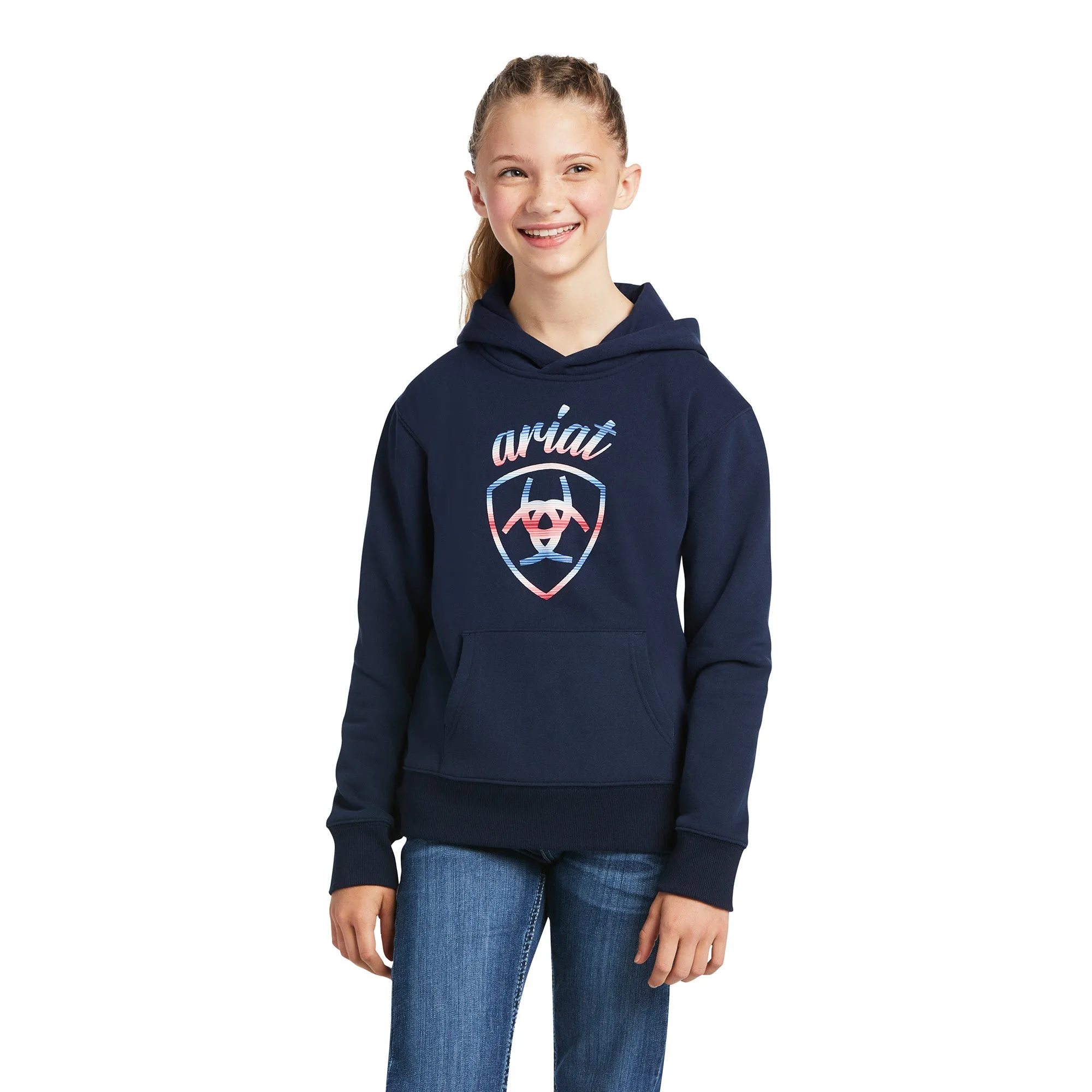 Ariat® Girl's R.E.A.L™ Serape Logo  Navy Eclipse Hoodie 10039510