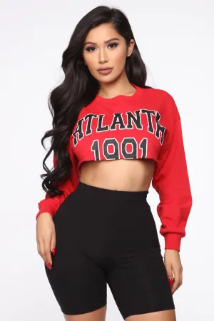 Atlanta Cropped Sweatshirt - Red