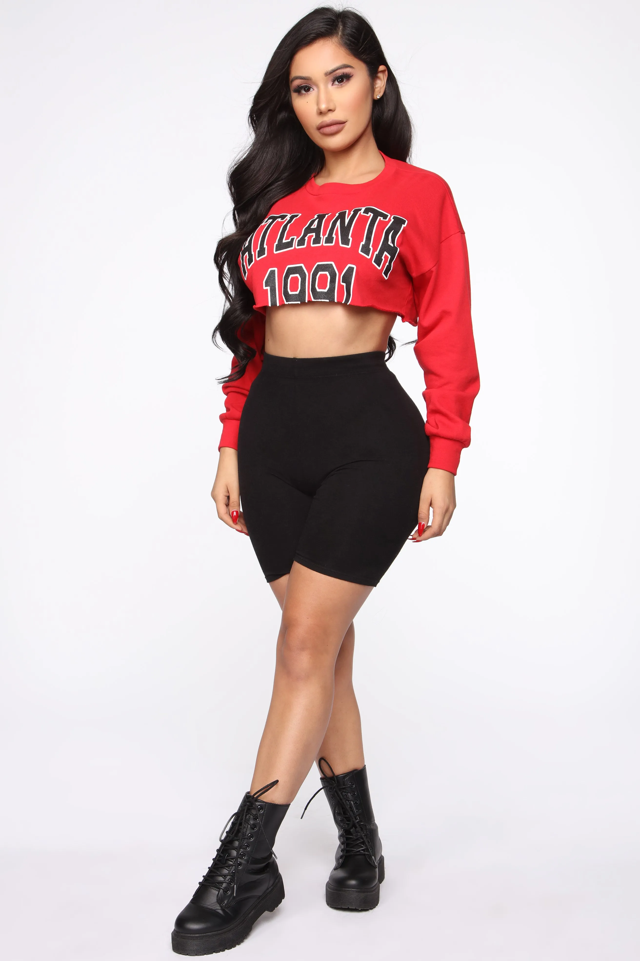 Atlanta Cropped Sweatshirt - Red