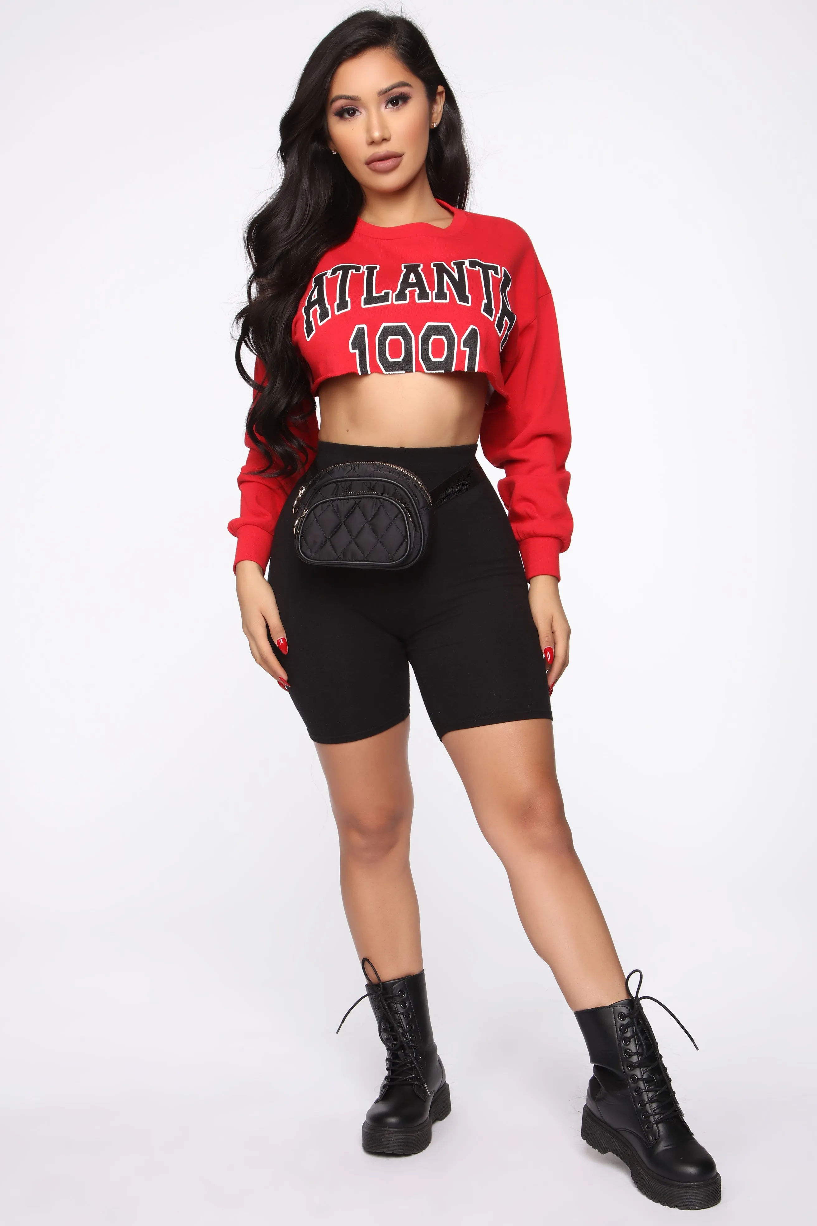 Atlanta Cropped Sweatshirt - Red