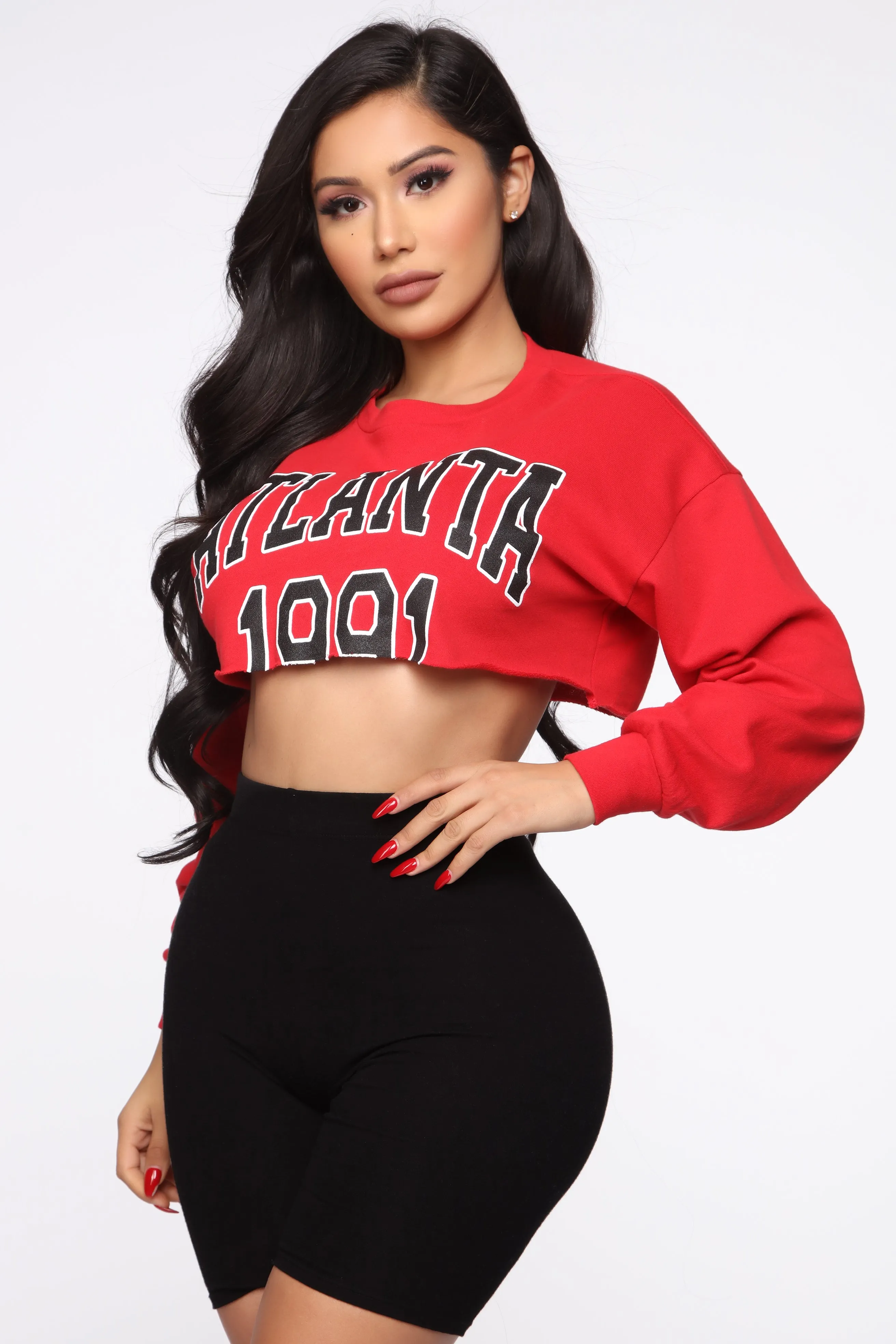 Atlanta Cropped Sweatshirt - Red