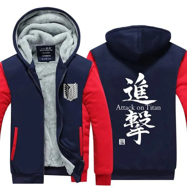 Attack on Titan Hoodie - Thicken Fleece Coat Zipper Jacket