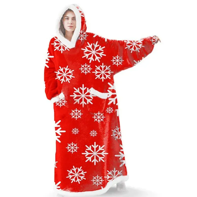 Christmas Hooded Blankets for Men and Women, Giant TV Blanket, Super Long Hoodie, Oversized Hoodies, Sweatshirt, Pullover,Winte