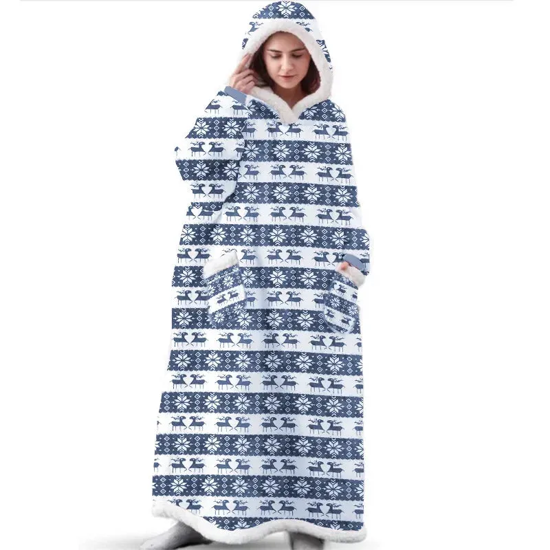 Christmas Hooded Blankets for Men and Women, Giant TV Blanket, Super Long Hoodie, Oversized Hoodies, Sweatshirt, Pullover,Winte