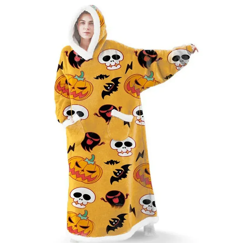 Christmas Hooded Blankets for Men and Women, Giant TV Blanket, Super Long Hoodie, Oversized Hoodies, Sweatshirt, Pullover,Winte