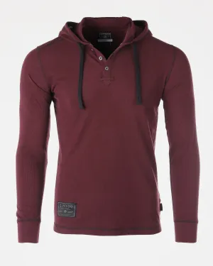 Mens Vintage Dyed Thermal Long Sleeve Lightweight Fashion Hooded Henley