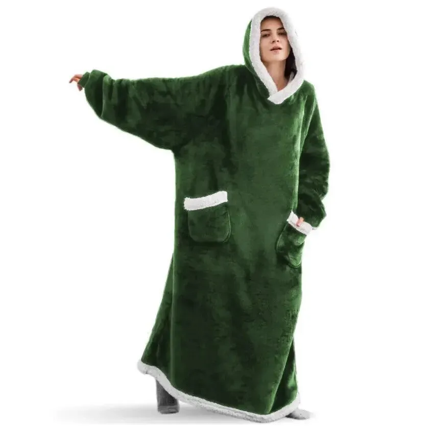 Oversized Flannel Blanket Hoodie with Sleeves:  Giant Fleece Pullover for Women & Men | Cozy Winter TV Blanket - Ideal  Gift