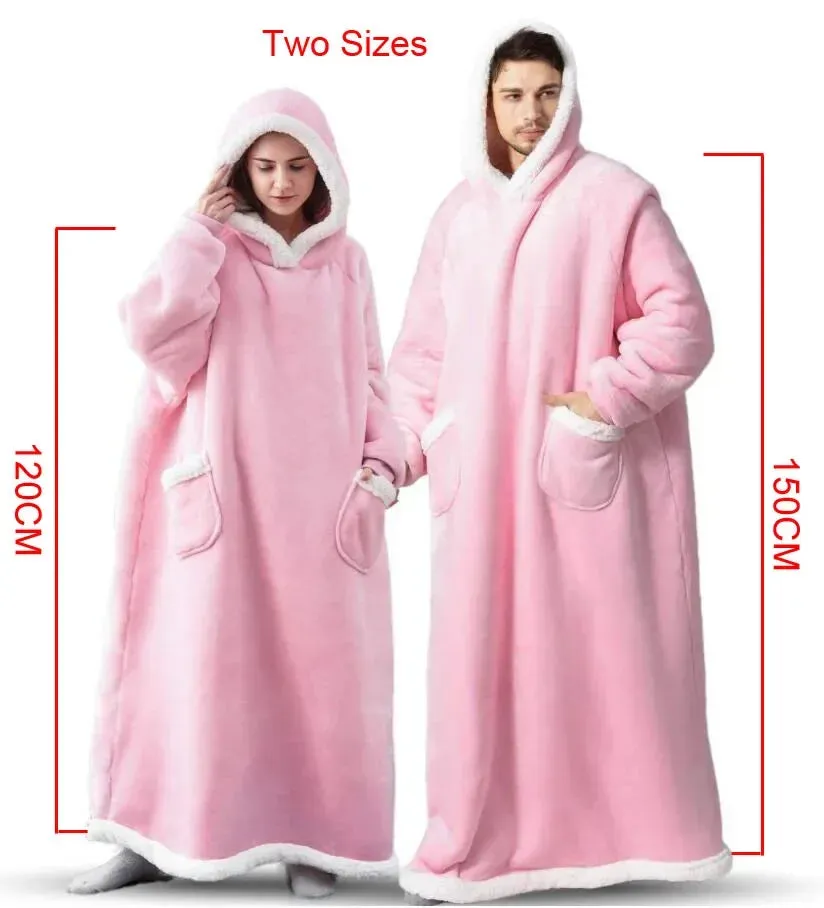 Oversized Flannel Blanket Hoodie with Sleeves:  Giant Fleece Pullover for Women & Men | Cozy Winter TV Blanket - Ideal  Gift
