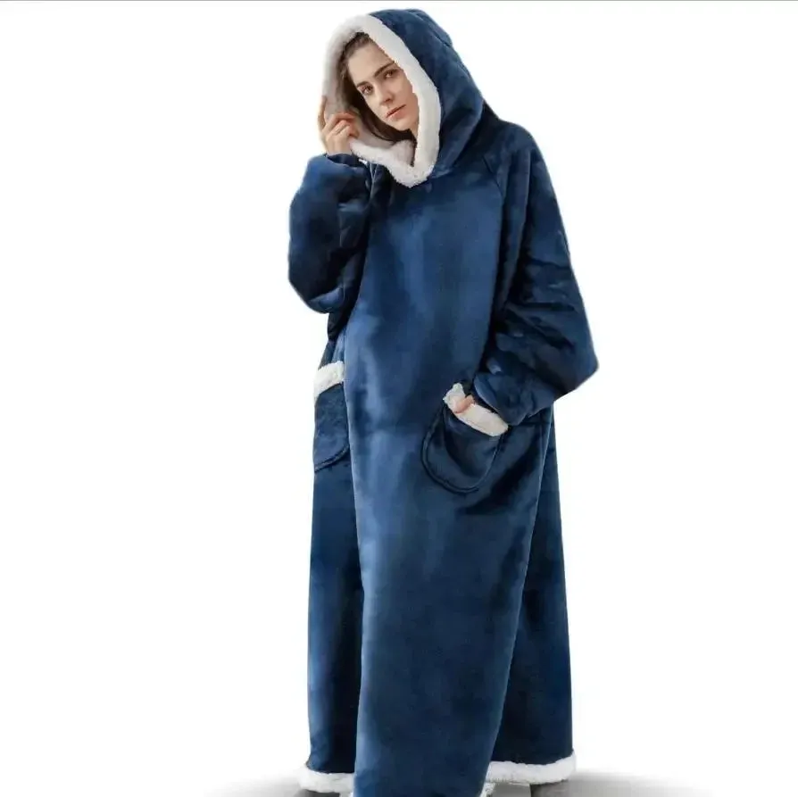 Oversized Flannel Blanket Hoodie with Sleeves:  Giant Fleece Pullover for Women & Men | Cozy Winter TV Blanket - Ideal  Gift