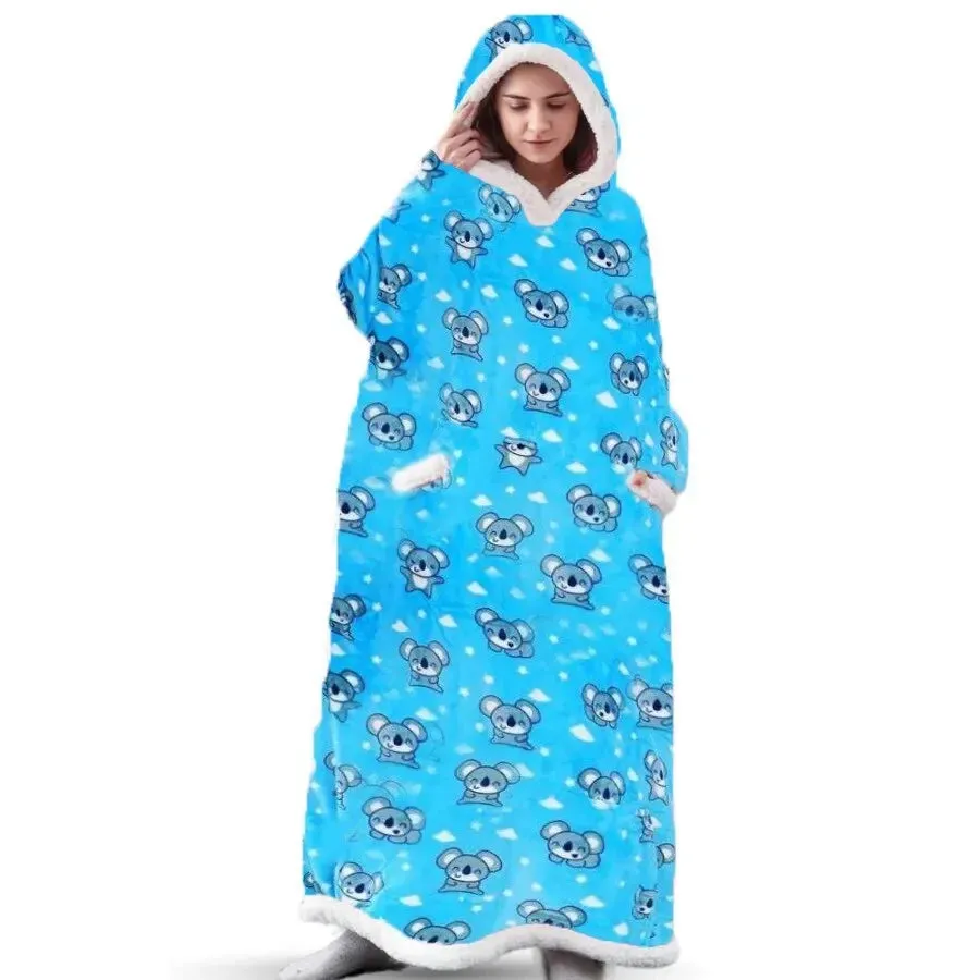 Oversized Flannel Blanket Hoodie with Sleeves:  Giant Fleece Pullover for Women & Men | Cozy Winter TV Blanket - Ideal  Gift