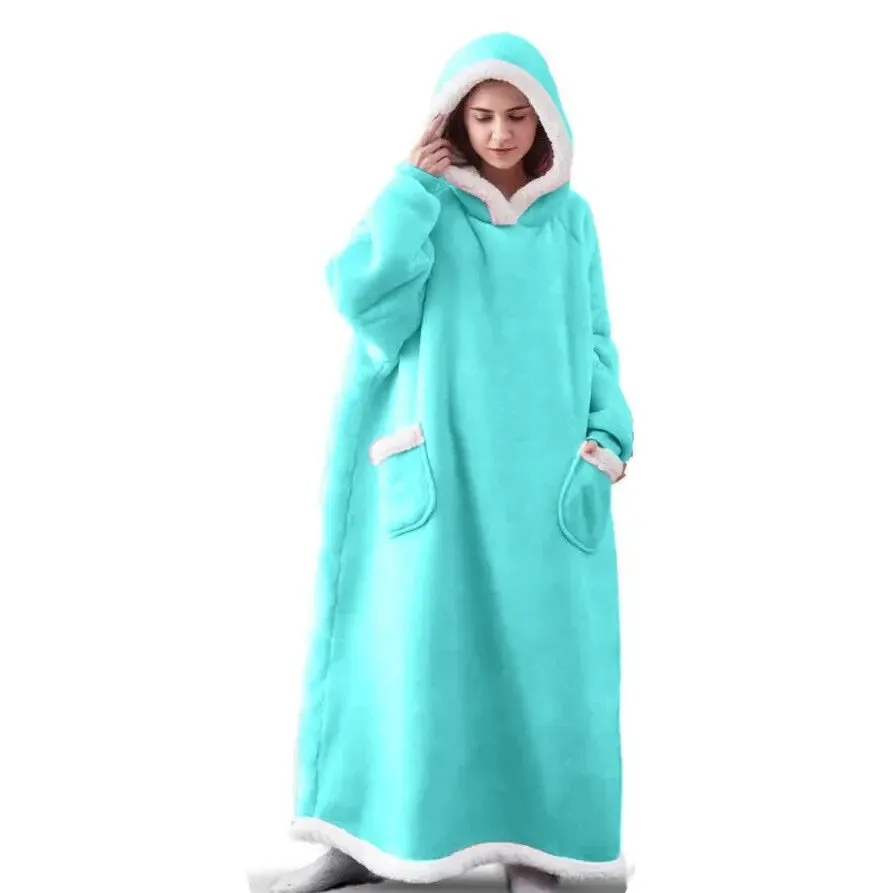 Oversized Flannel Blanket Hoodie with Sleeves:  Giant Fleece Pullover for Women & Men | Cozy Winter TV Blanket - Ideal  Gift