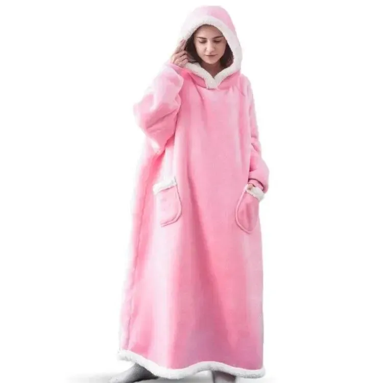 Oversized Flannel Blanket Hoodie with Sleeves:  Giant Fleece Pullover for Women & Men | Cozy Winter TV Blanket - Ideal  Gift
