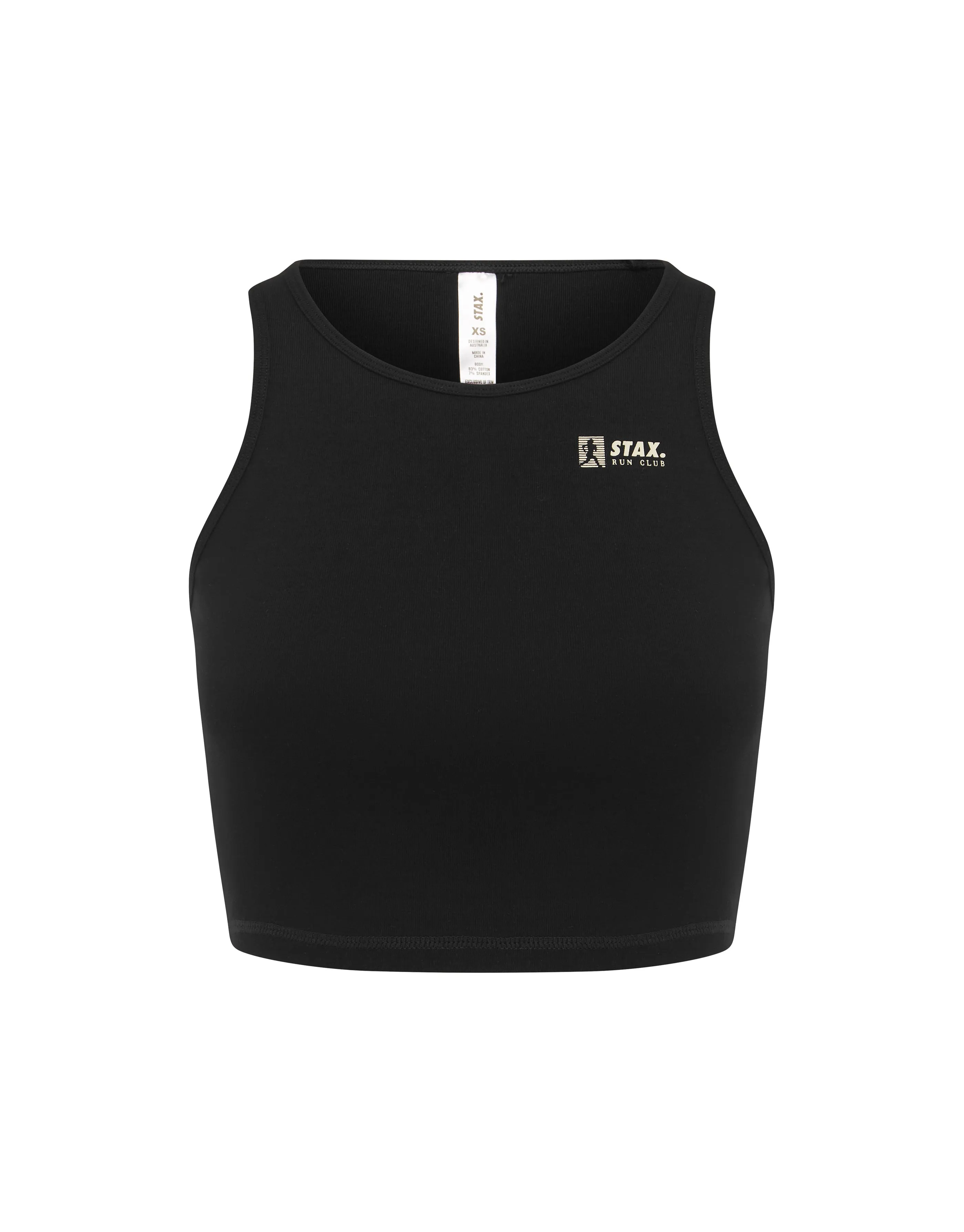 Run Club 2 Cotton Cropped Tank - Black