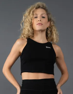 Run Club 2 Cotton Cropped Tank - Black