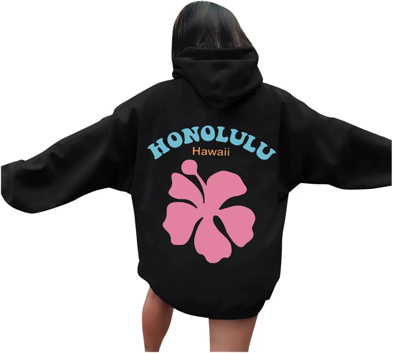 Sweatshirts For Teen Girls Long Sleeve Letter Print Casual Graphic Hoodies Drawstring Pullover Oversized Hoodies