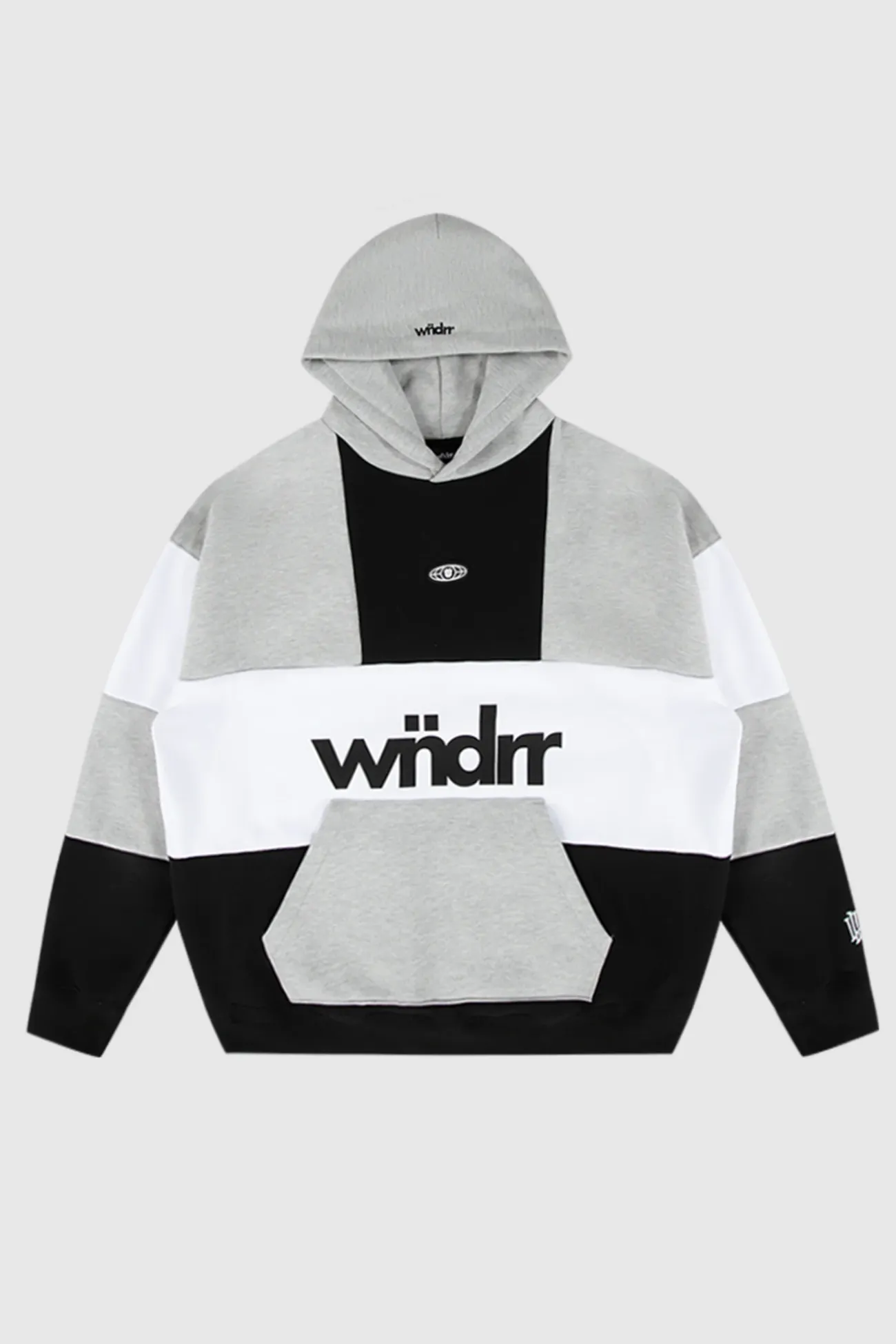 WNDRR GLOBAL PANEL HOOD SWEAT - BLACK/GREY MARLE