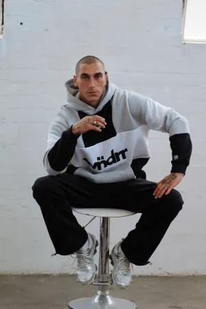 WNDRR GLOBAL PANEL HOOD SWEAT - BLACK/GREY MARLE