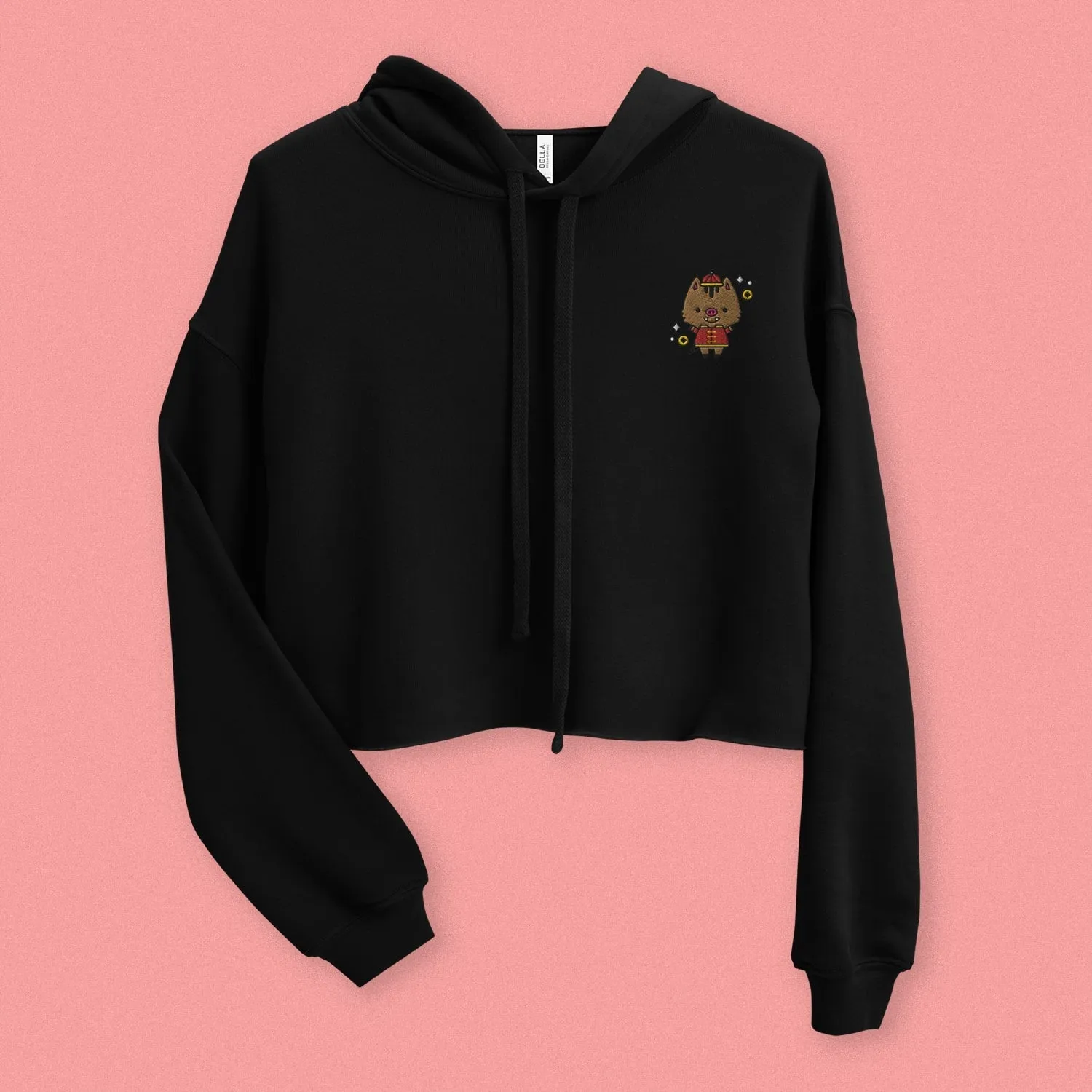 Year of the Pig Embroidered Crop Hoodie